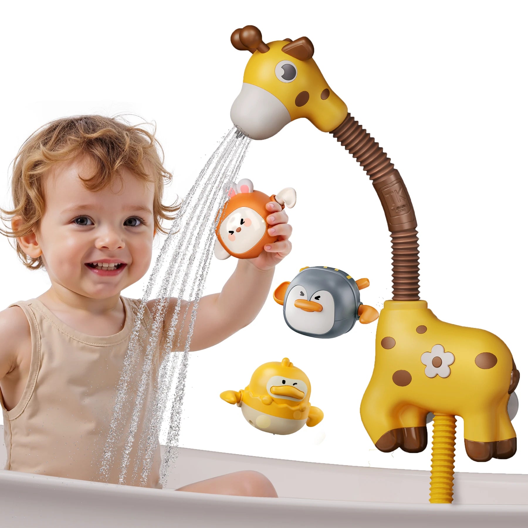 Toddler Bath Toy Set – Giraffe Shower Head Wind-Up Water Toys