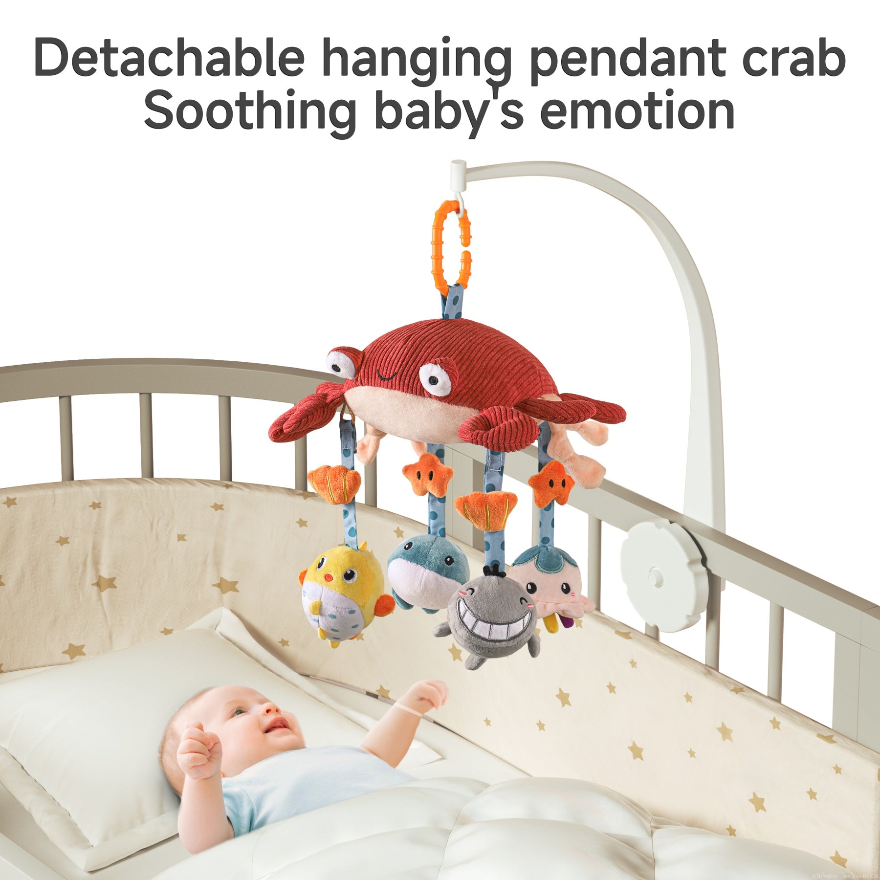 Ocean Crib Mobile with Hanging Plush Toys and Mirror for Nursery