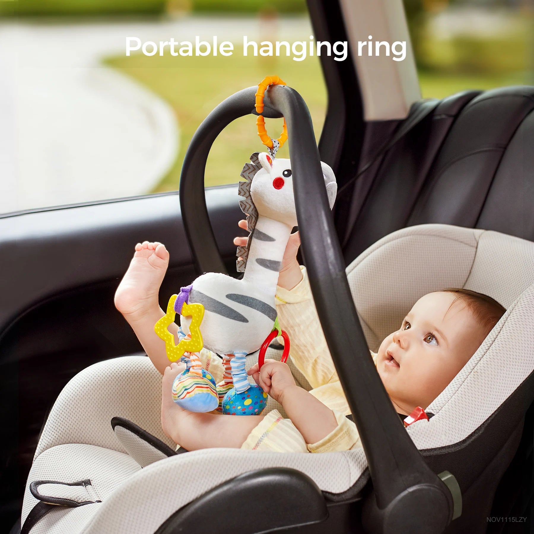 Hanging Baby Rattle Toy with Teether for Crib, Stroller & Car Seat