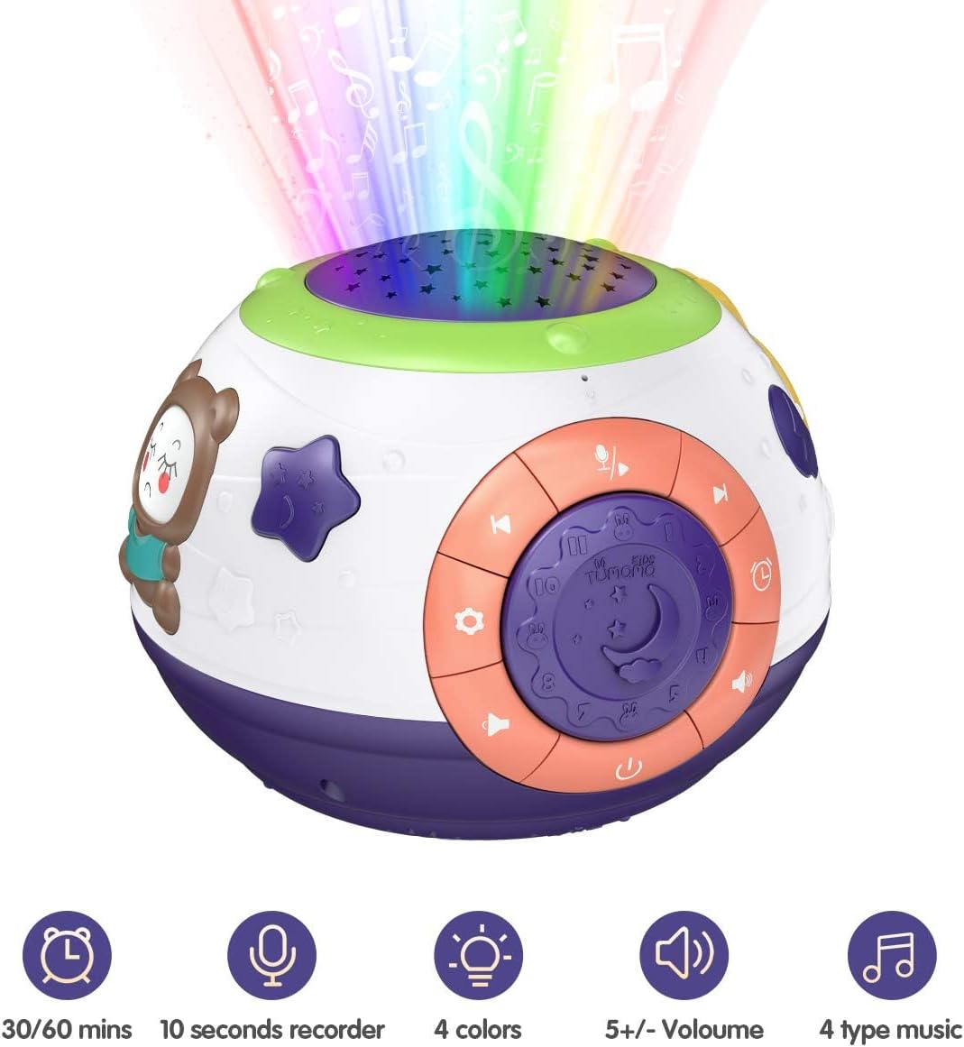 Baby Night Light Projector with Music Sound Machine & White Noise