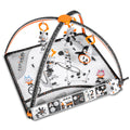 Baby black and white play gym mat with soft book and hanging toys