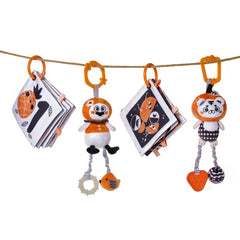 Black & White High Contrast Hanging Toy Set - Crinkle Book & Rattle