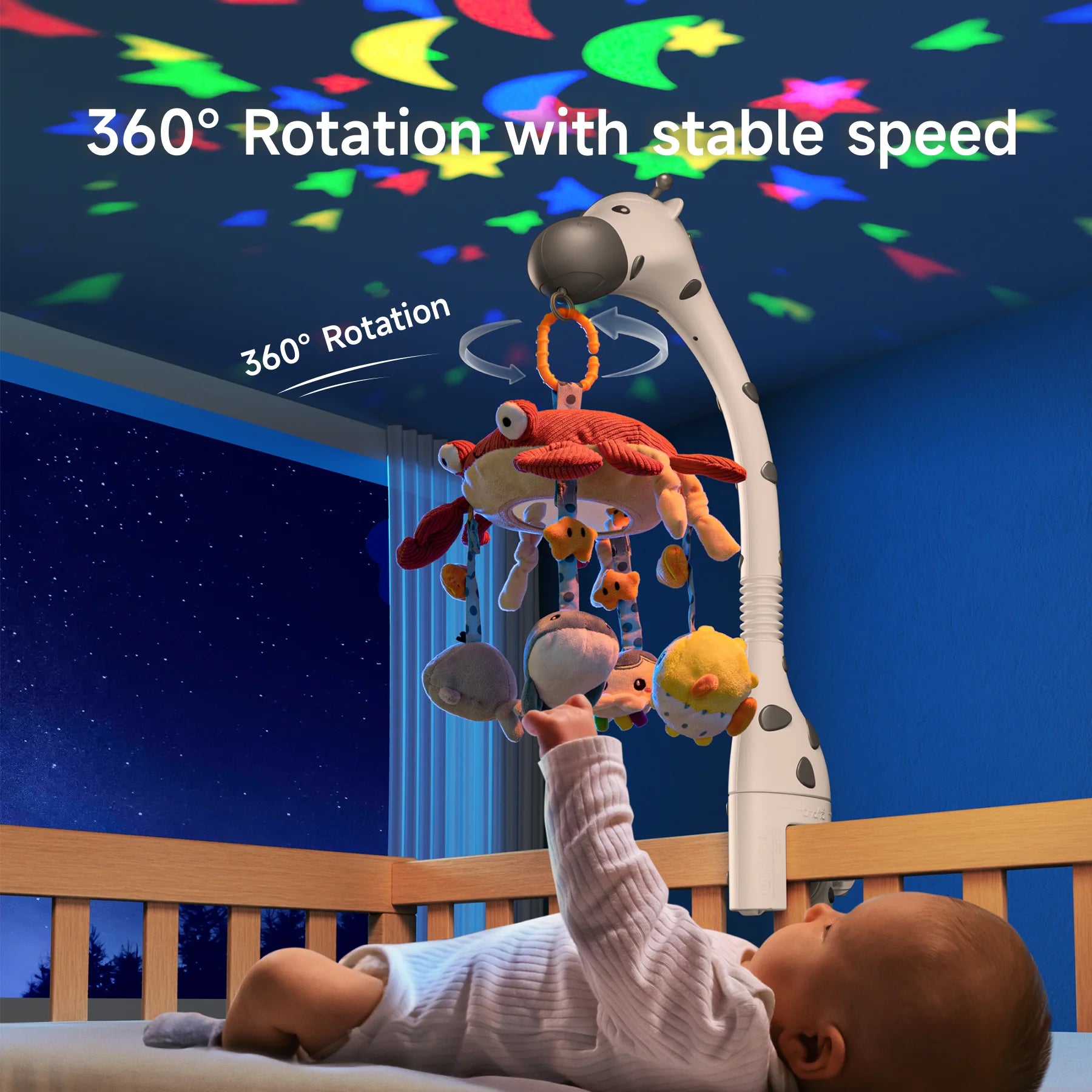 Mobile for Crib with Lights and Music, Soothing Toys for Newborns