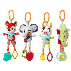 Hanging Soft Plush Baby Rattle Toy Set for Crib, Stroller & Car Seat