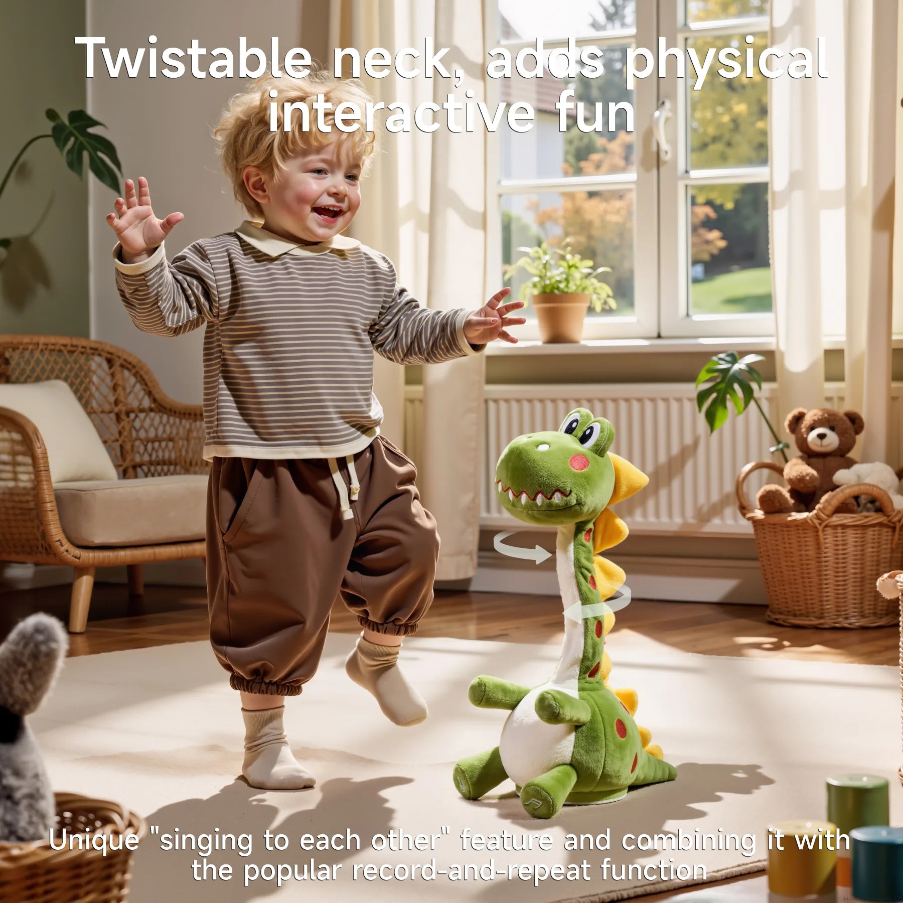 Interactive Dancing Singing Talking Stuffed Animal Toy, Mimicking Twisted Electronic Soft Interactive Plush Toy