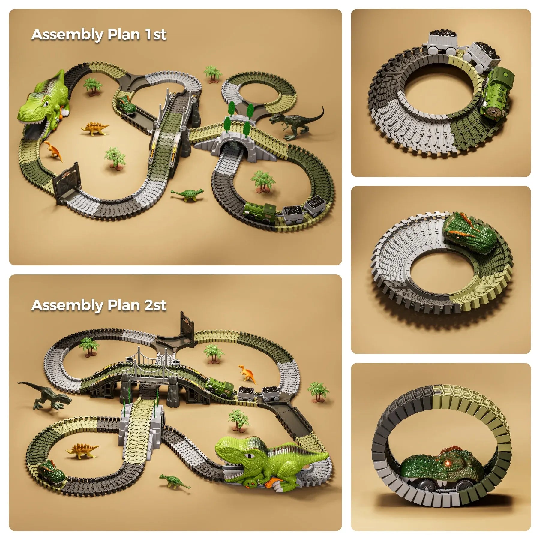 Dinosaur Themed Toys Race Track Set for Kids