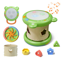 3-in-1 Music Toys - baby drum, shape sorter & Gear Puzzle Toy
