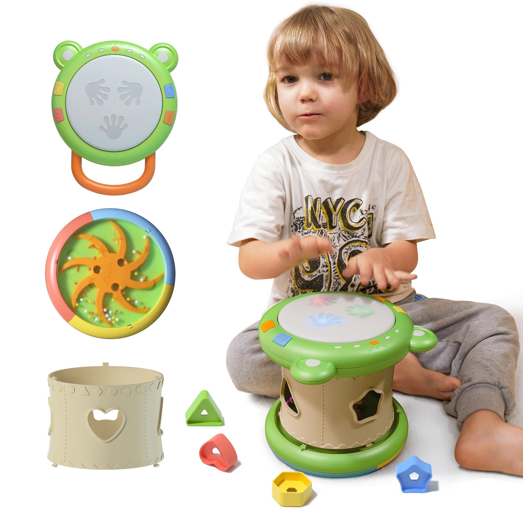 Baby musical toy,3-in-1 musical instruments sensory toy with light and sounds  shape sorter activity music cube for baby toddler 18 Months+