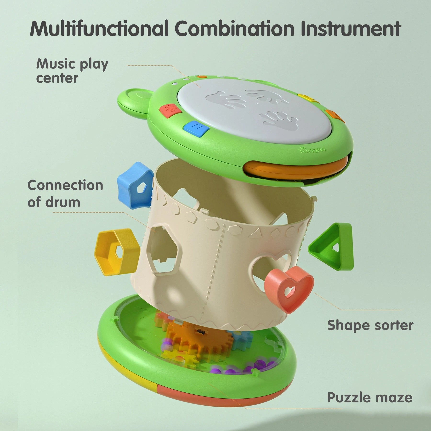 Baby musical toy,3-in-1 musical instruments sensory toy with light and sounds  shape sorter activity music cube for baby toddler 18 Months+