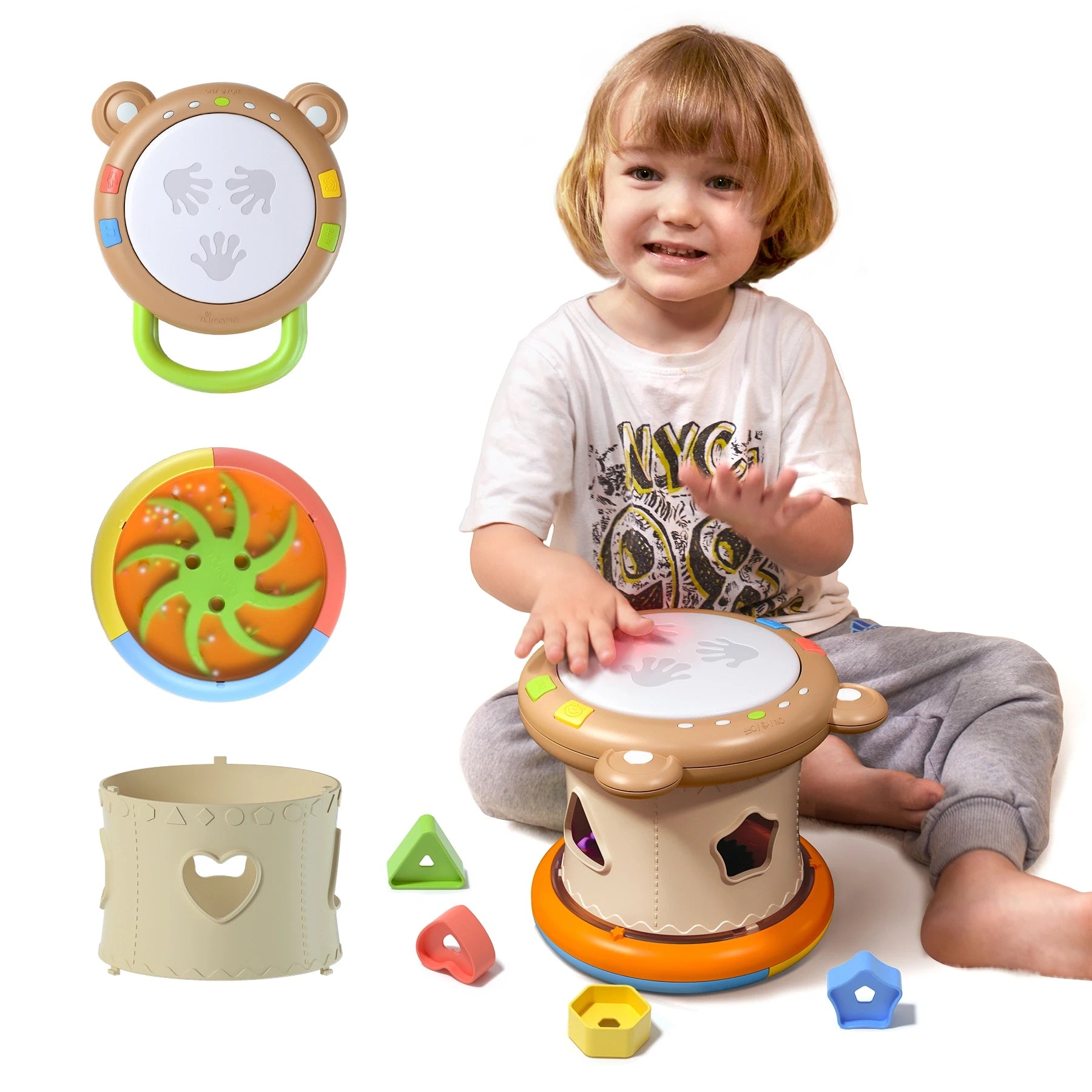 Baby musical toy,3-in-1 musical instruments sensory toy with light and sounds  shape sorter activity music cube for baby toddler 18 Months+