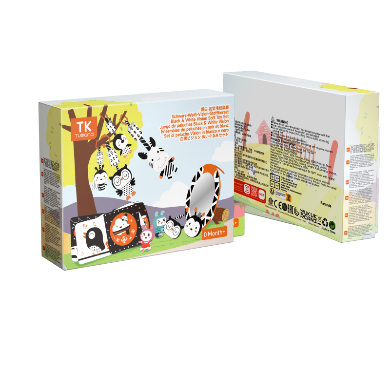 TUMAMA Black & White High Contrast Toys Hanging Rattle Set for Babies