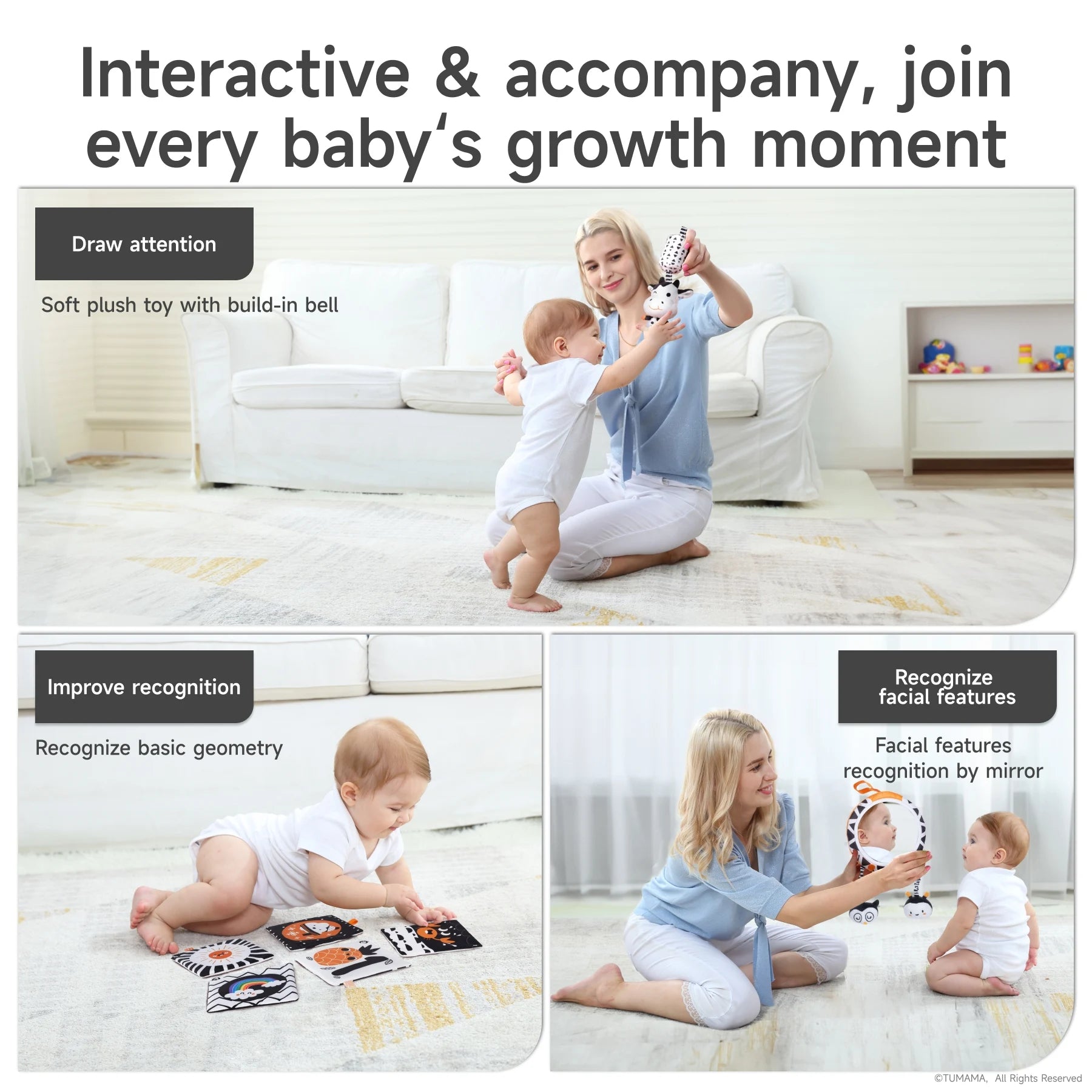 Black and White High Contrast Baby Toys Set