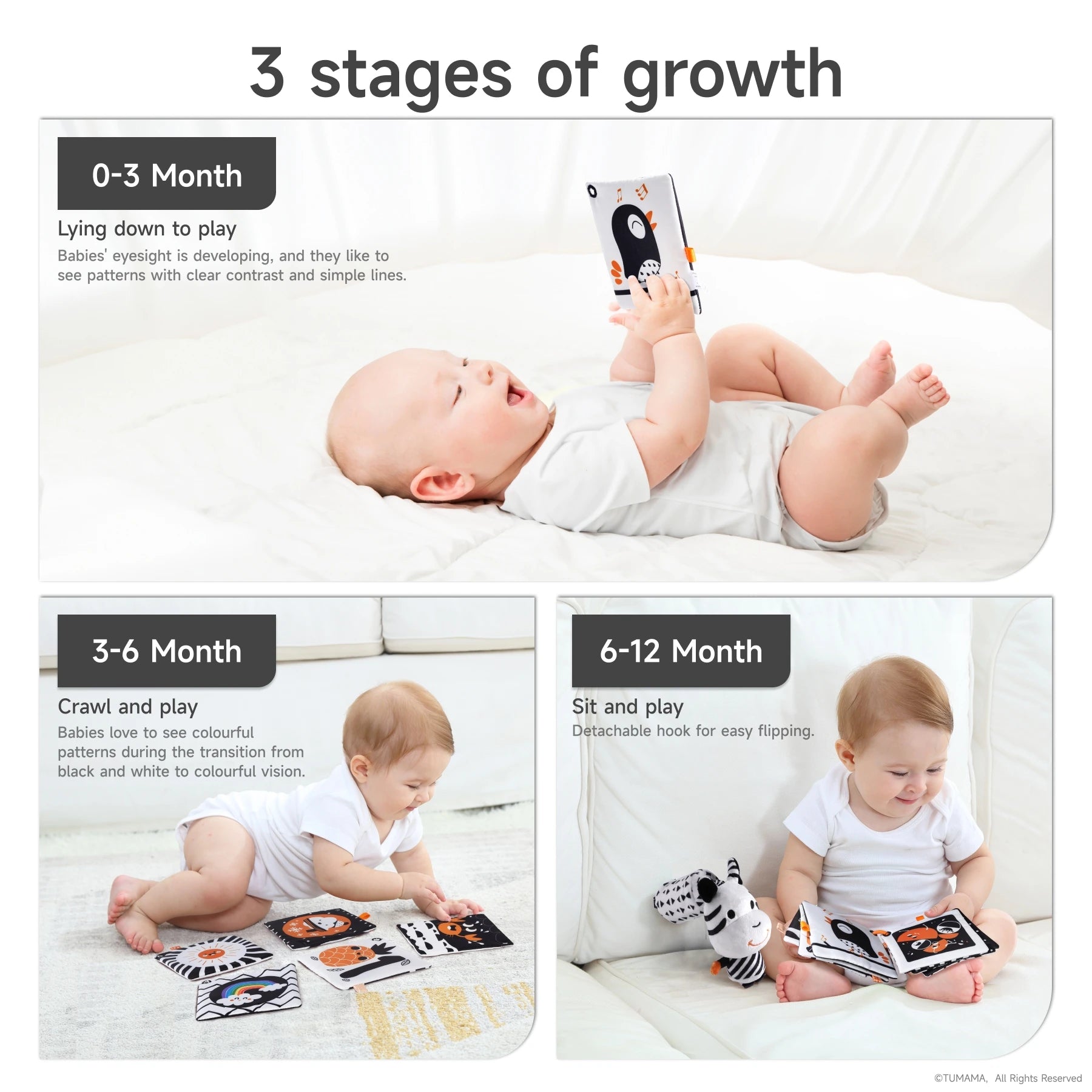 Black and White High Contrast Baby Toys Set