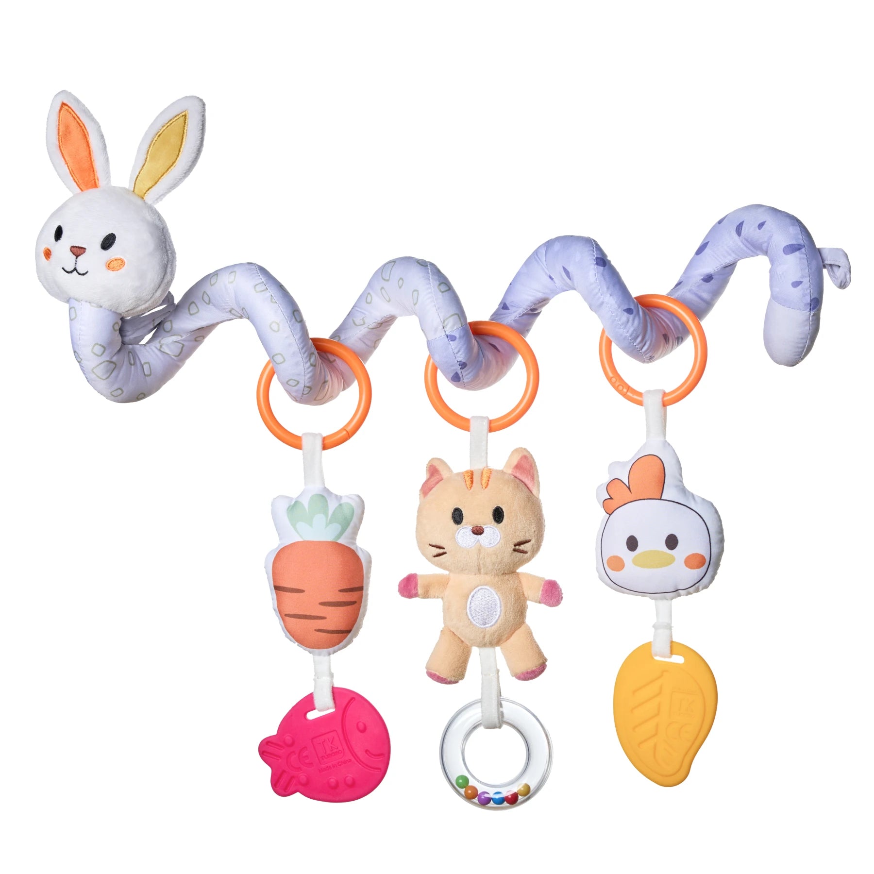 Bunny Plush Spiral Car Seat Toy Set - Interactive, Safe, and Multi-Functional for Strollers, Car Seats, and Cribs