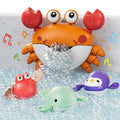 Bath toy crab bath bubble maker with 3 wind-up swimming toys, bathtub automatic bubble machine for toddler kids 18 Months+