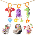 Baby toy, hanging plush toy for crib stroller car seat, baby soft rattle teether seahorse octopus lobster toy set for newborn infant 0 Month+