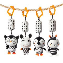 TUMAMA Black & White High Contrast Toys Hanging Rattle Set for Babies