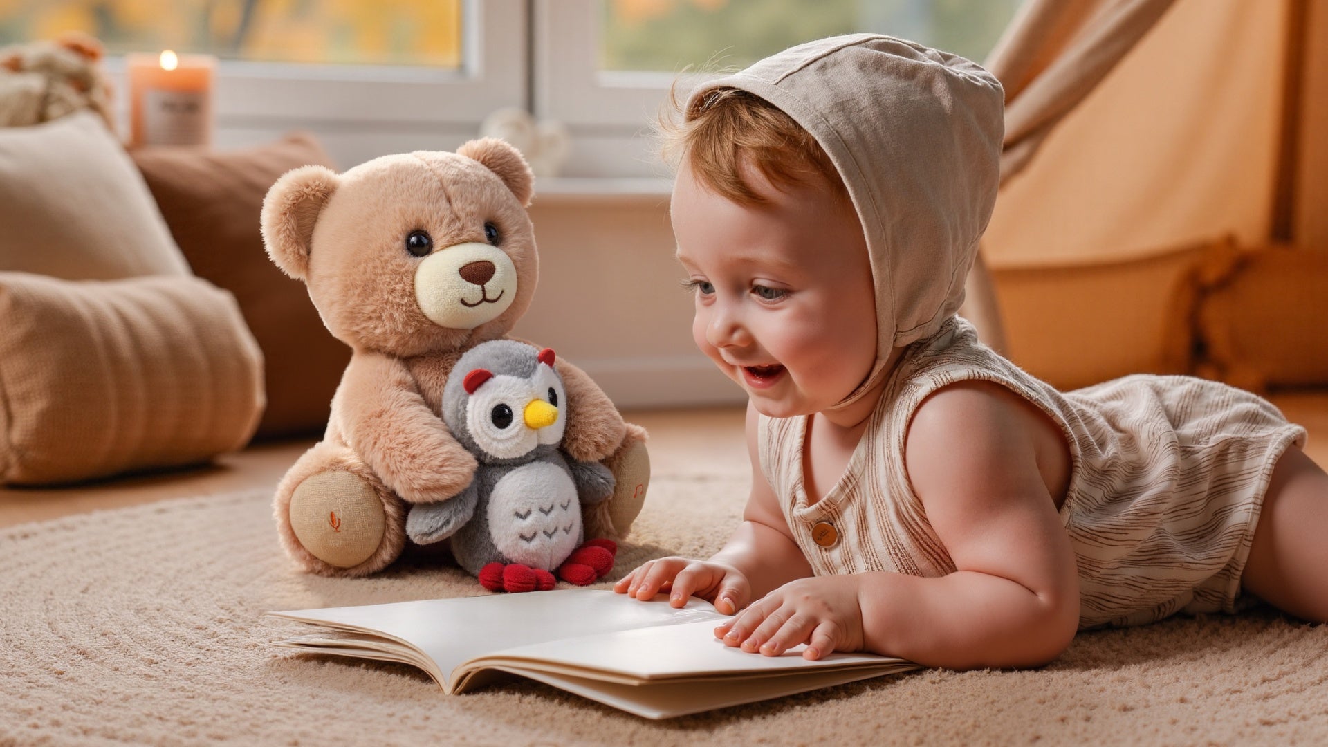 Teddy Bear Stuffed Animal with Voice Recording and Nursery Rhymes